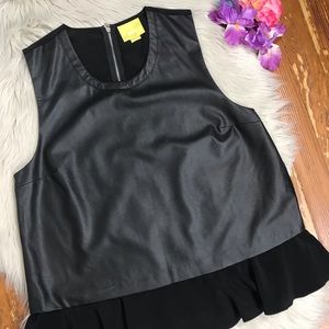 Maeve Vegan Leather Peplum Tank Top
